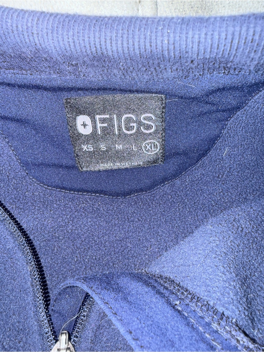 Figs Navy Full-Zip Fleece Jacket with Chest Pocket - Picture 2 of 2